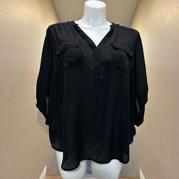torrid Tops - Torrid 2 Plus Woman’s Semi Sheer Black Blouse